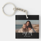 MomEstablishedBlack White Script Photo Schlüsselanhänger (Vorderseite)