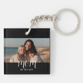 MomEstablishedBlack White Script Photo Schlüsselanhänger (Rückseite)