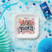 Momfulness achtsame Mutterschaft-Typografie Pappteller (Party)