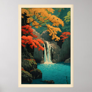 Momiji No Taki Wandkunst Hasui Kawase Wasserfall Poster