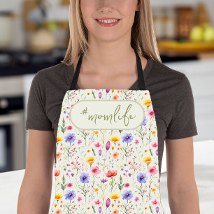 #MomLife Green Colorful Country Wildblume Pattern Schürze