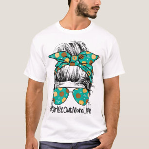 Momlife Messy Bun Scout for Girls Cookie Mama T-Shirt