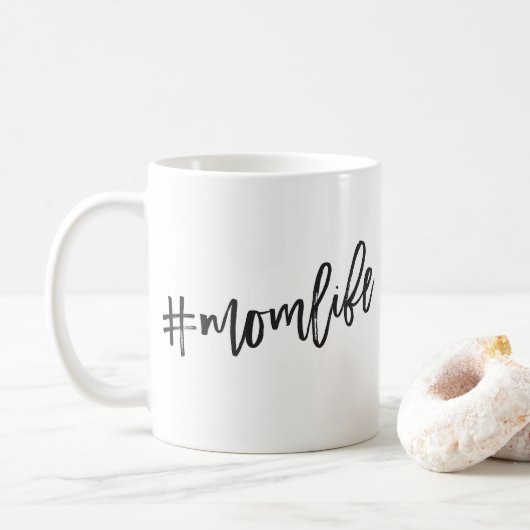 #MOMLIFE schwarzes, minimales Skript lustiges Zita Kaffeetasse (Mit Donut)