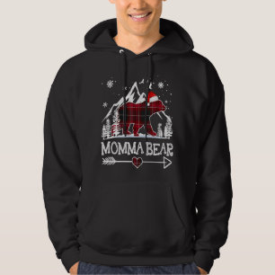 Momma Bear Christmas Pajama Red Kariert Buffalo Fa Hoodie