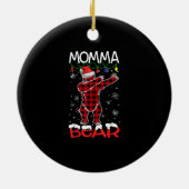 Momma Bear Dabbing Buffalo Kariert Lights Weihnach Keramik Ornament (Hinten)