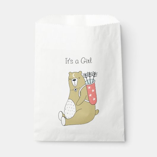 Momma Bear | Es ist ein Mädchen | Gift Favor Bag Geschenktütchen (Vorderseite)