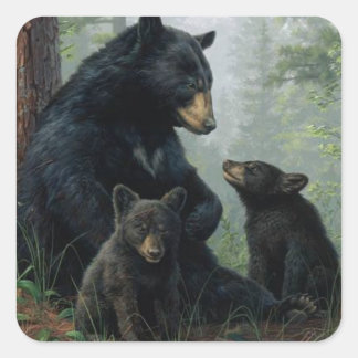 Momma Bear Quadratischer Aufkleber