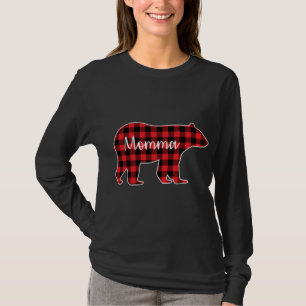 Momma Bear Red Kariert Family Matching Christmas P T-Shirt
