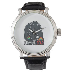 Momma Bear Regenbogen Vintage Gravur Shirt Design Armbanduhr