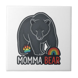 Momma Bear Regenbogen Vintage Gravur-Shirt-Design Fliese