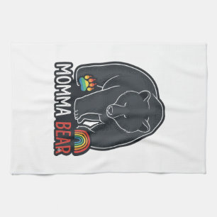 Momma Bear Regenbogen Vintage Gravur Shirt Design Geschirrtuch