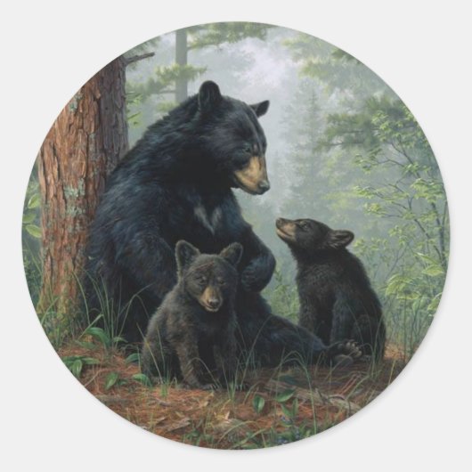 Momma Bear Runder Aufkleber (Vorderseite)