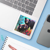 Momma Bear und Cubs Aufkleber (Laptop mit iPhone)