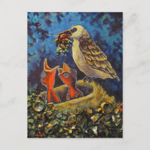 Momma Bird, Gerecycelt Art Postcard Postkarte