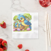 Momma Bird mit Nest-Säuglingen Serviette (Beispiel)