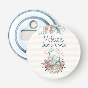 Momma Bunny im Korb & Tulpen-Blumen Baby Shower Flaschenöffner