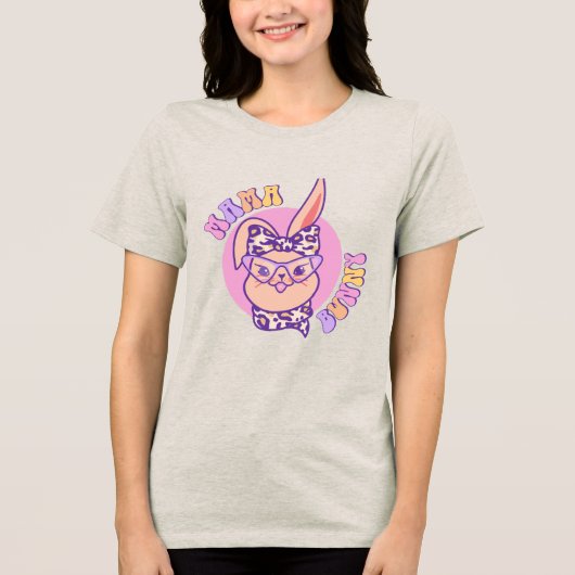 Momma Bunny Osterhase Kopf Tri-Blend Shirt (Vorderseite)