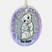 Momma Cat und Kitten Keramik Ornament (Rechts)