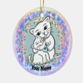 Momma Cat und Kitten Keramik Ornament (Links)