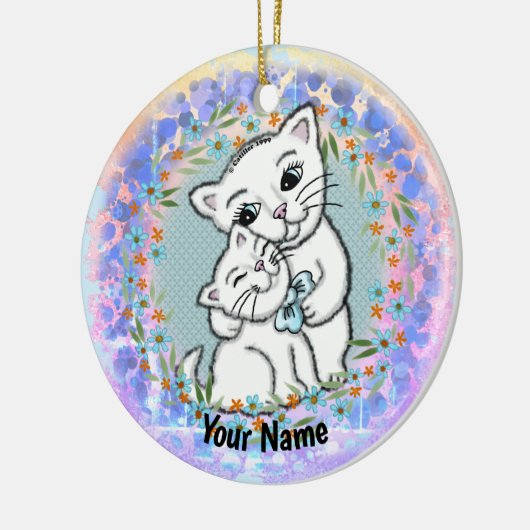 Momma Cat und Kitten Keramik Ornament (Links)