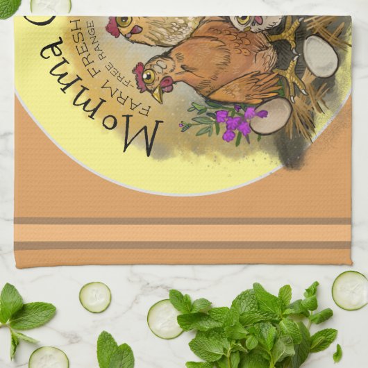 Momma Clucks Farm Fresh Eggs Geschirrtuch (Gefaltet)