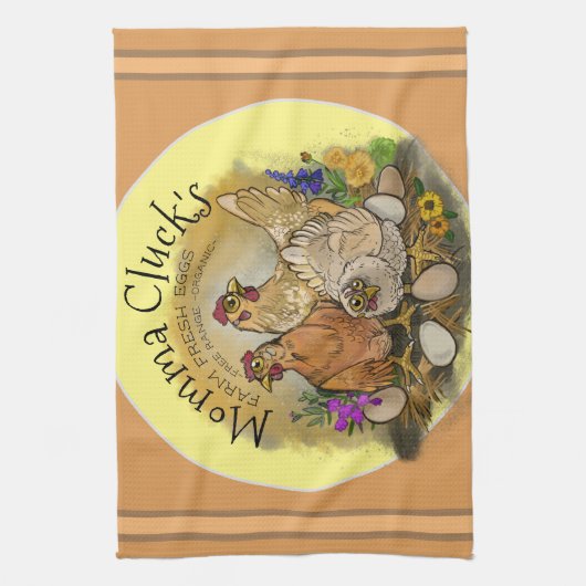 Momma Clucks Farm Fresh Eggs Geschirrtuch (Vertikal)
