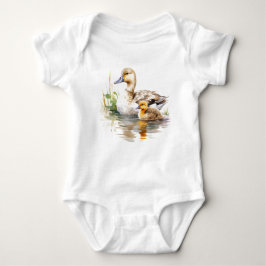 Momma Duck mit Niedlichem Baby Duckling, Babydusch Baby Strampler