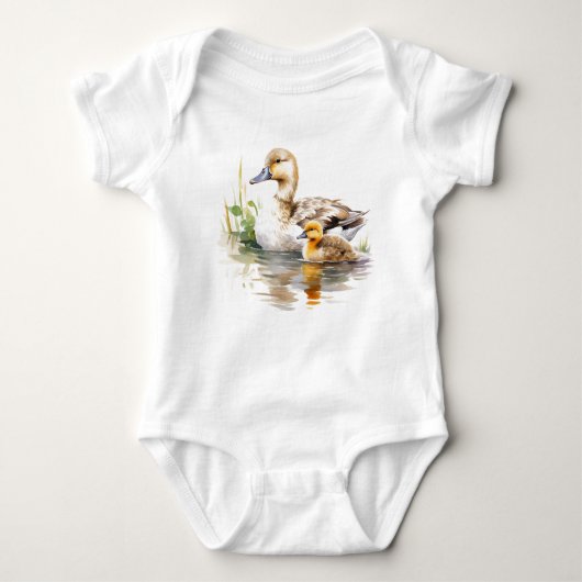 Momma Duck mit Niedlichem Baby Duckling, Babydusch Baby Strampler (Vorderseite)