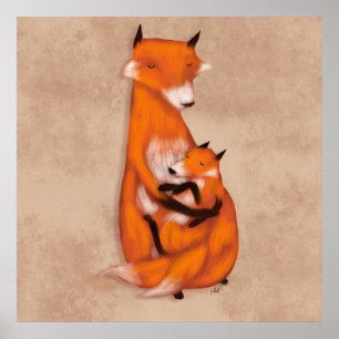 Momma Fox und Baby Poster