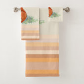 Momma Fox und Baby Watercolor Illustration Badhandtuch Set (Insitu)