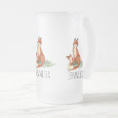 Momma Fox und Baby Watercolor Illustration Mattglas Bierglas (VorderseiteRechts)