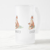 Momma Fox und Baby Watercolor Illustration Mattglas Bierglas (VorderseiteRechts)