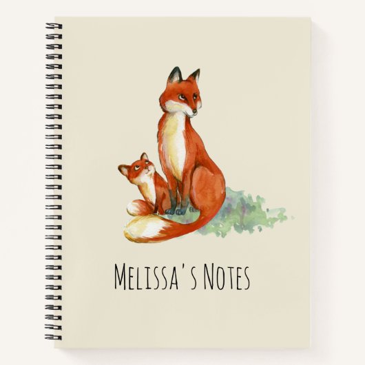 Momma Fox und Baby Watercolor Illustration Notizblock (Vorderseite)