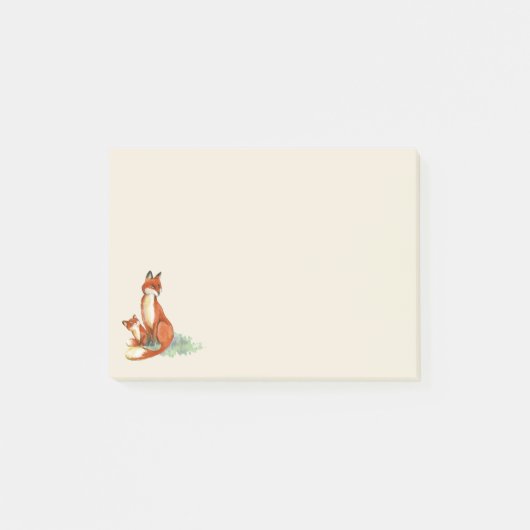 Momma Fox und Baby Watercolor Illustration Post-it Klebezettel (Vorderseite)