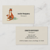 Momma Fox und Baby Watercolor Illustration Telefonnummerkarte (Vorne/Hinten)