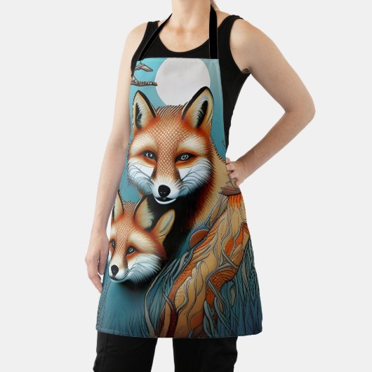 Momma fox und ihr Baby Schürze (InSitu)