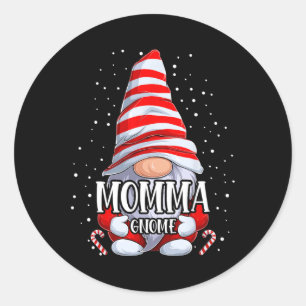 Momma Gnome Christmas Pajamas Matching Family Grou Runder Aufkleber
