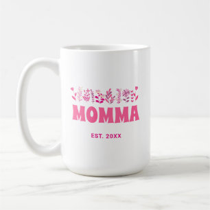 Momma Groovy Blume Vintag Pink Floral Custom Mama Kaffeetasse