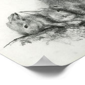 Momma Kaninchen mit Bunnies Pencil Zeichnend Poster (Ecke)