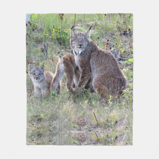 Momma Luchs und Babys Fleecedecke (Vorderseite)
