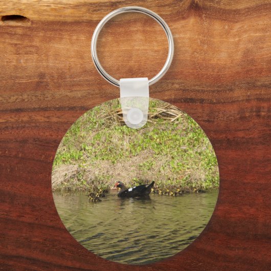 Momma Muscovy and Baby Ducks Schlüsselanhänger (Vorderseite)