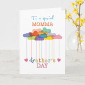 Momma Niedlich Mother's Day Rainbow Clouds and Hea Karte (Gelbe Blume)