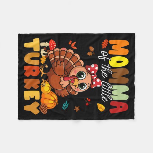 Momma Of The Little Turkey Thanksgiving Baby Showe Fleecedecke (Vorderseite (Horizontal))