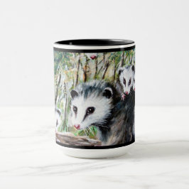 Momma Opossum and Babies Mugs Tasse
