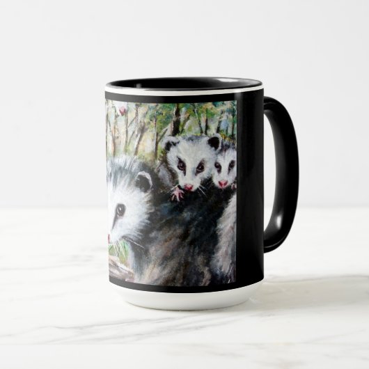 Momma Opossum und Babies Tasse (VorderseiteRechts)