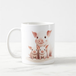 Momma Pig und Baby Ferkel, Niedliche Nutztiere Kaffeetasse