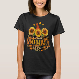 Momma Pumpkin Leopard Sunflower Buffalo Kariert T-Shirt