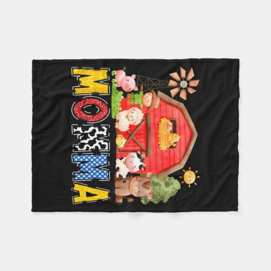 Momma Red Farm Cow Birthday Boy Matching Family Pa Fleecedecke (Vorderseite (Horizontal))