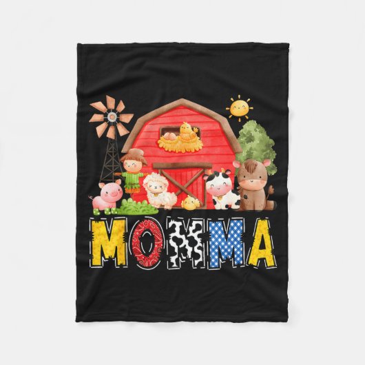 Momma Red Farm Cow Birthday Boy Matching Family Pa Fleecedecke (Vorderseite)