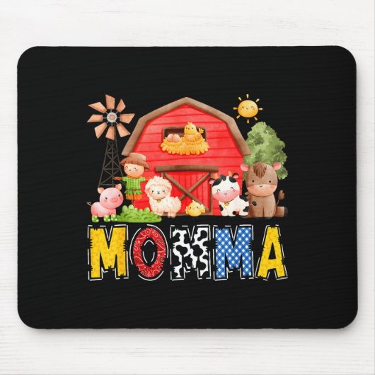 Momma Red Farm Cow Birthday Boy Matching Family Pa Mousepad (Vorne)